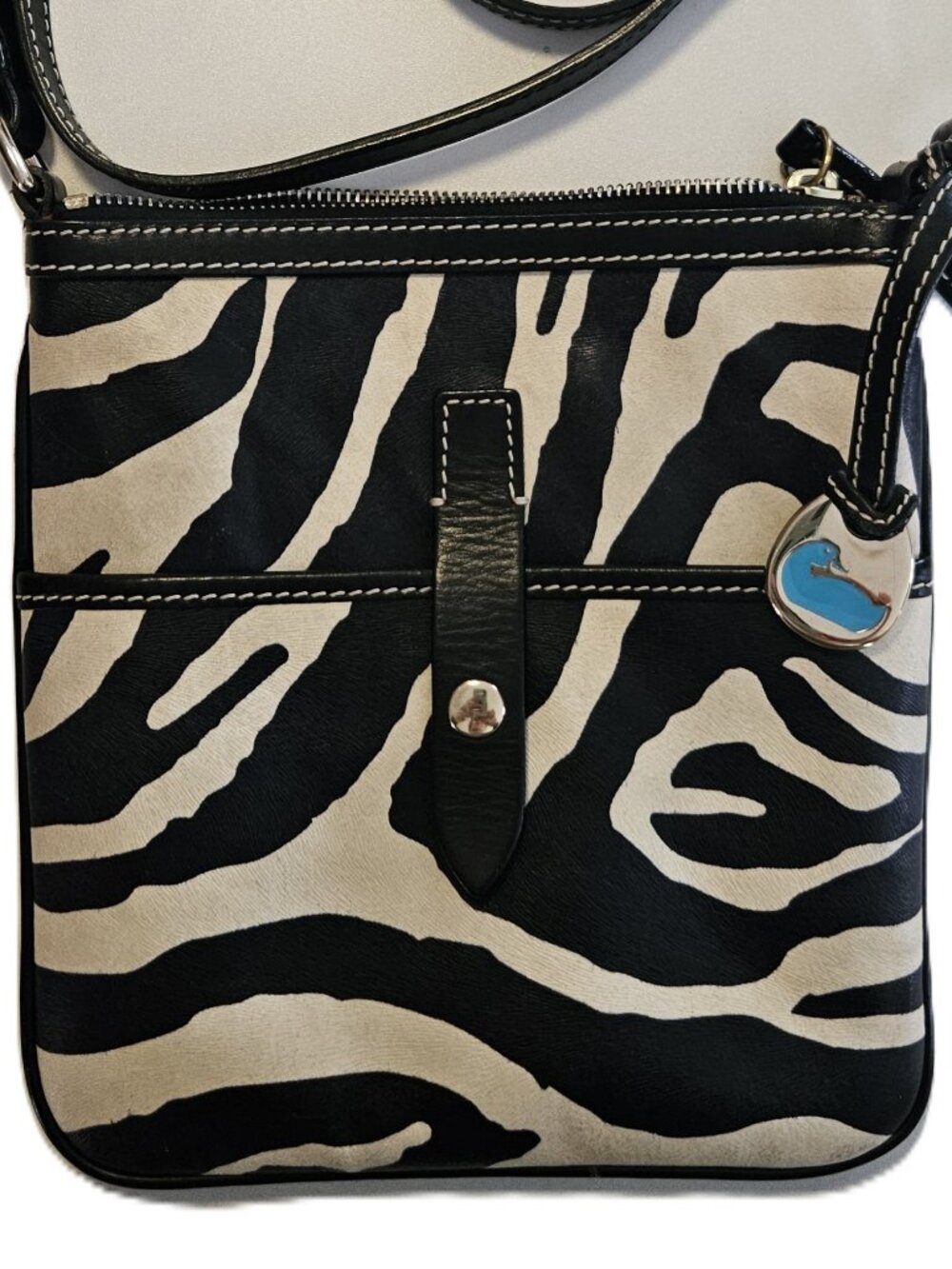 Dooney & Bourke Zebra Print Leather Crossbody Bag Purse Handbag Animal Print